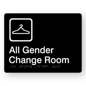 All Gender Change Room Braille Sign in Black Acrylic - Image 1