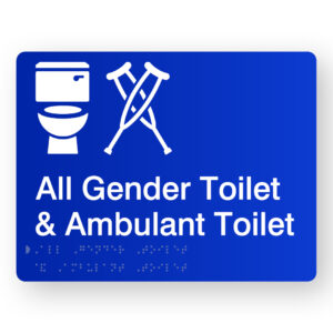 All Gender Toilet & Ambulant Toilet Braille Sign in Blue Acrylic