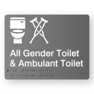 All Gender Toilet & Ambulant Toilet Braille Sign in Grey Acrylic