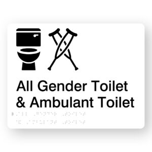 All Gender Toilet & Ambulant Toilet Braille Sign in White Acrylic