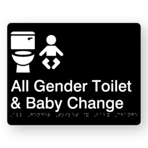 All Gender Toilet & Baby Change Braille Sign in Black Acrylic - Image 1
