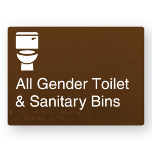 All Gender Toilet & Sanitary Bins Braille Sign in a Bronze Finish