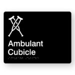 Ambulant Cubicle Braille Sign in Black Acrylic