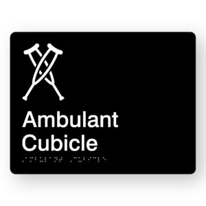 Ambulant Cubicle Braille Sign in Black Acrylic