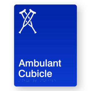 Ambulant Cubicle Braille Sign in Portrait Blue Acrylic