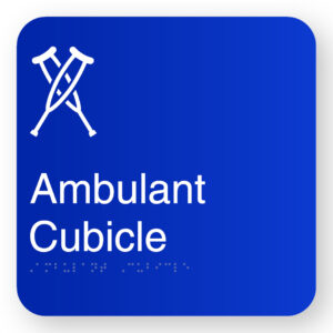 Ambulant Cubicle Braille Sign in Blue Square Acrylic