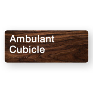 Ambulant Cubicle Braille Sign in Dark Woodgrain