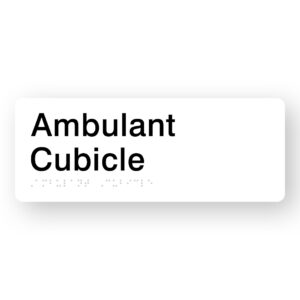 Ambulant Cubicle Braille Sign in White Acrylic