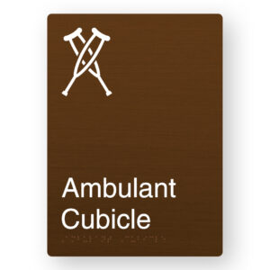 Ambulant Cubicle Braille Sign in Portrait Bronze Finish