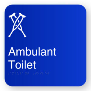 Ambulant Toilet Braille Sign in Blue Square Acrylic