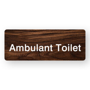 Ambulant Toilet Braille Sign in Dark Woodgrain