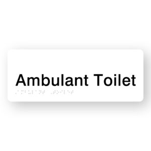 Ambulant Toilet Braille Sign in White Acrylic