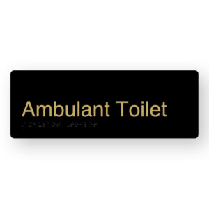 Ambulant Toilet Braille Sign in a Black & Satin Brass Finish