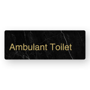 Ambulant Toilet Braille Sign in a Black Marble & Satin Brass Finish