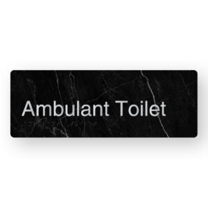 Ambulant Toilet Braille Sign in a Black Marble & Silver Finish