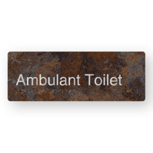 Ambulant Toilet Braille Sign in a Distressed Metal Finish
