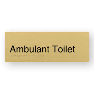Ambulant Toilet Braille Sign in a Satin Brass Finish