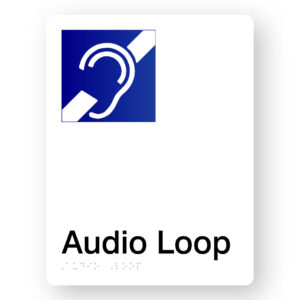 Audio Loop Braille Sign in White Portrait Acrylic