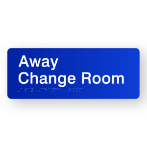Away Change Room Braille Sign in Blue Acrylic