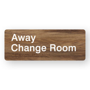 Away Change Room Braille Sign in Mid-Tone Woodgrain in Acrylic