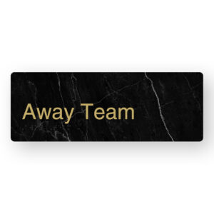 Away Team Braille Sign in a Black Marble & Satin Brass Finish
