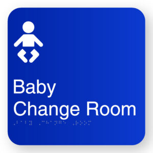 Baby Change Room Braille Sign in Blue Square Acrylic