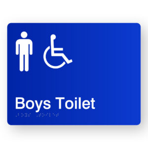 Airlock - Boys Toilets Braille Sign in Blue Acrylic
