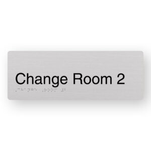 Change Room 2 Braille Sign in Anodised Aluminium