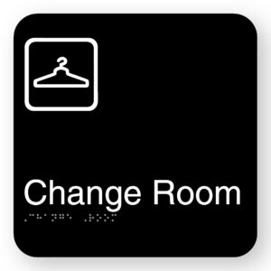 Change Room Braille Sign in Square Black Acrylic