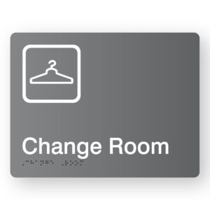 Change Room Braille Sign in Grey Acrylic - Image 1