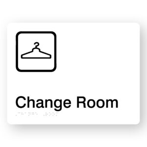 Change Room Braille Sign in White Acrylic - Image 1
