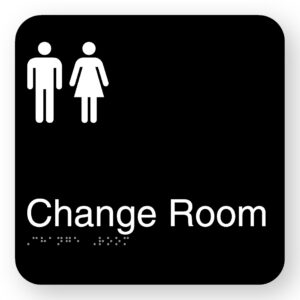 Change Room Braille Sign in Square Black Acrylic