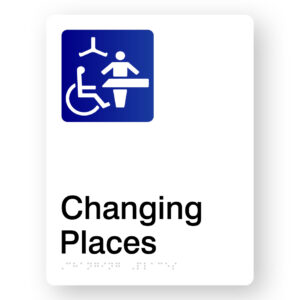 Changing Places Braille Sign in White Portrait Acrylic