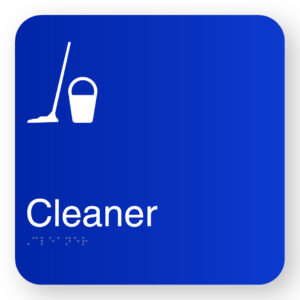 Cleaner Braille Sign in Blue Square Acrylic