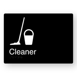 Cleaner Braille Sign in Black Aluminium