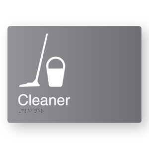 Cleaner Braille Sign in Grey Aluminium