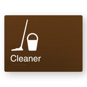 Cleaner Braille Sign in a Bronze Finish