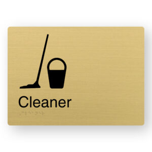 Cleaner Braille Sign in a Satin Brass Finish