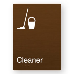 Cleaner Braille Sign in Portrait Bronze Finish