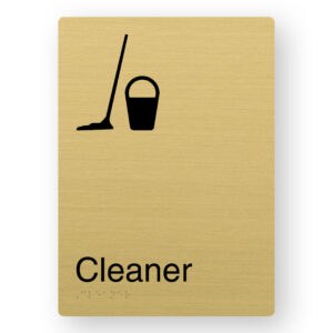 Cleaner Braille Sign in Portrait Satin Brass Finish