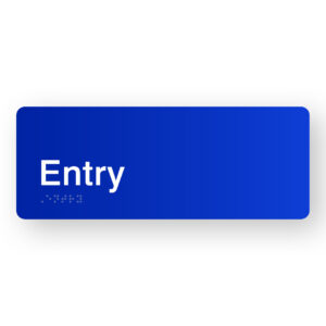 Entry Braille Sign in Blue Acrylic
