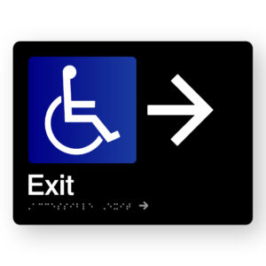 Accessible Exit (Right Arrow) Braille Sign in Black Acrylic