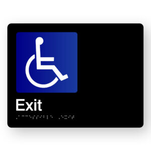 Accessible Exit Braille Sign in Black Acrylic