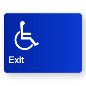 Accessible Exit Braille Sign in Blue Acrylic