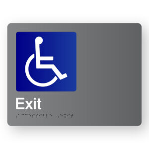 Accessible Exit Braille Sign in Grey Acrylic
