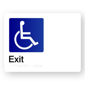 Accessible Exit Braille Sign in White Acrylic