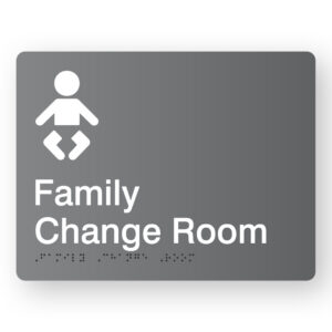 Family Change Room Braille Sign in Grey Acrylic - Image 1