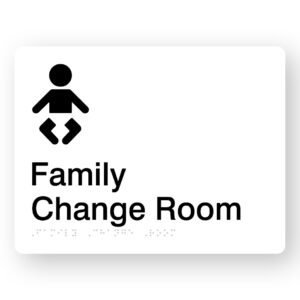 Family Change Room Braille Sign in White Acrylic - Image 1