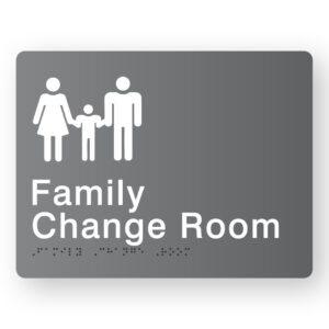 Family Change Room Braille Sign in Grey Acrylic - Image 1