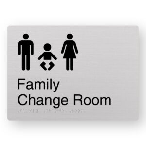 Family Change Room Braille Sign in Anodised Aluminium